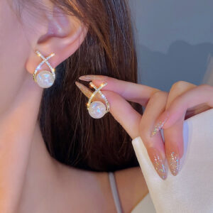 earrings with genuine freshwater pearl